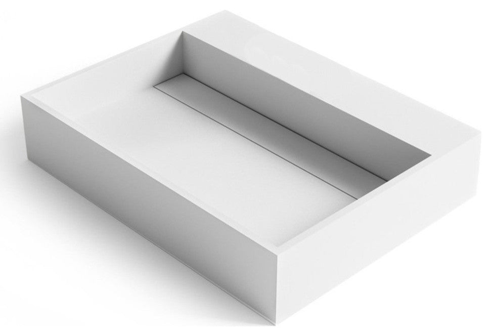 ADM Rectangular Wall Mounted Sink, White, 24", Matte White