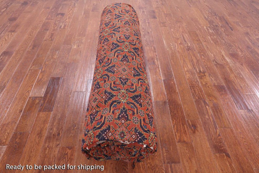 15' 8" X 25' 5" Fine Persian Bijar Handmade Wool On Wool Rug Q9443