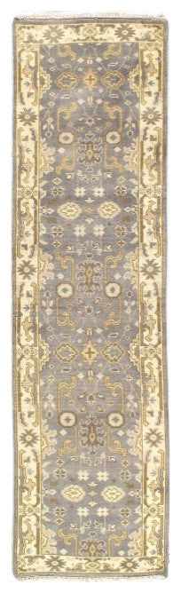 Gray Fine Hand Knotted Oushak Runner 2'8'' X 10'
