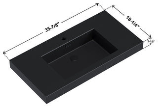 Dowell 18" FTB Resin Bathroom Vanity Basin, Black, 36W x 18D x 6H