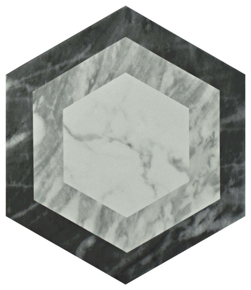 Classico Bardiglio Hex Geo Porcelain Floor and Wall Tile