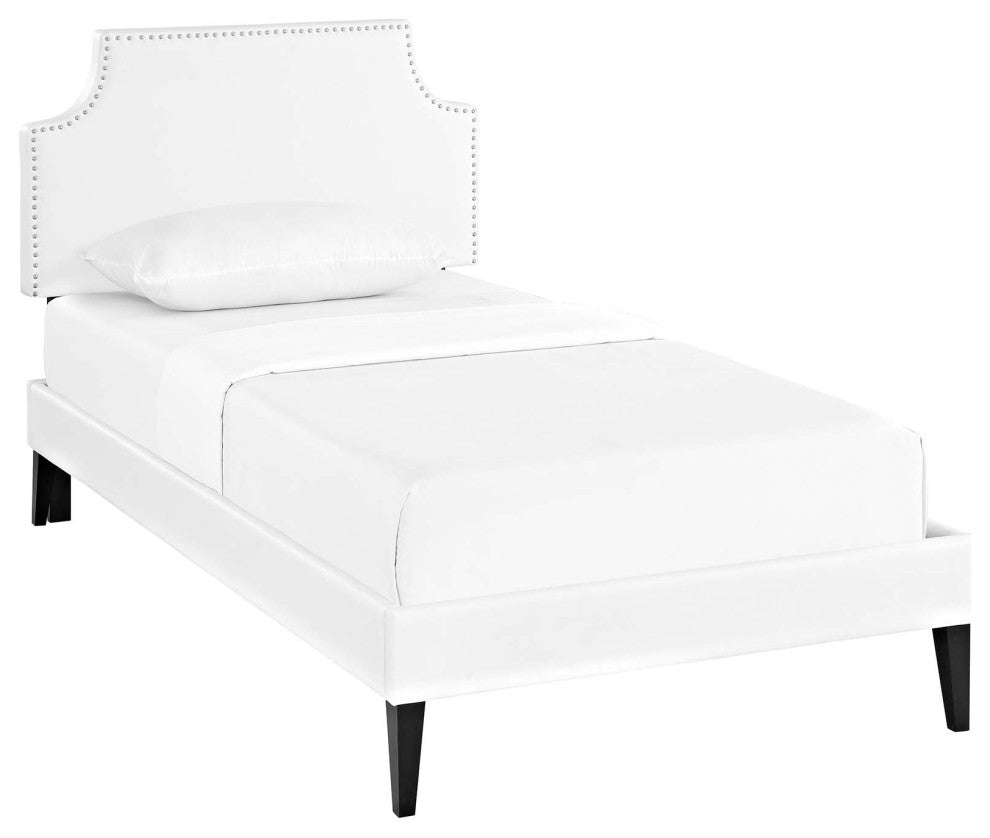 Modway Corene Twin Platform Bed With Squared Tapered Legs, White