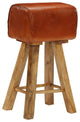 vidaXL Bar Chairs 2 pcs Real Leather and Solid Mango Wood