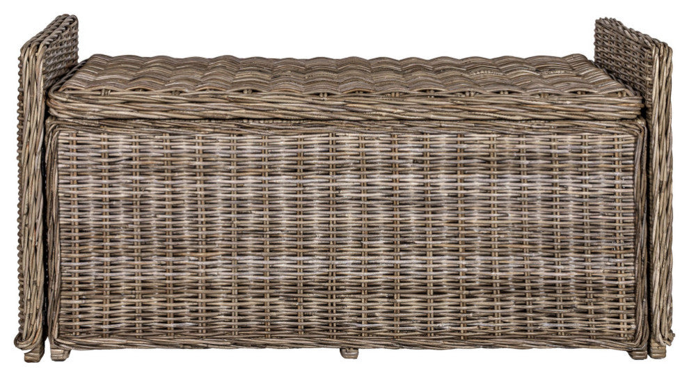Happimess Naples 47.50" Wicker Trunk Storage Bench, Gray