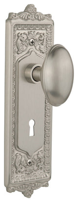 Double Egg & Dart Plate With Homestead Knob, Satin Nickel