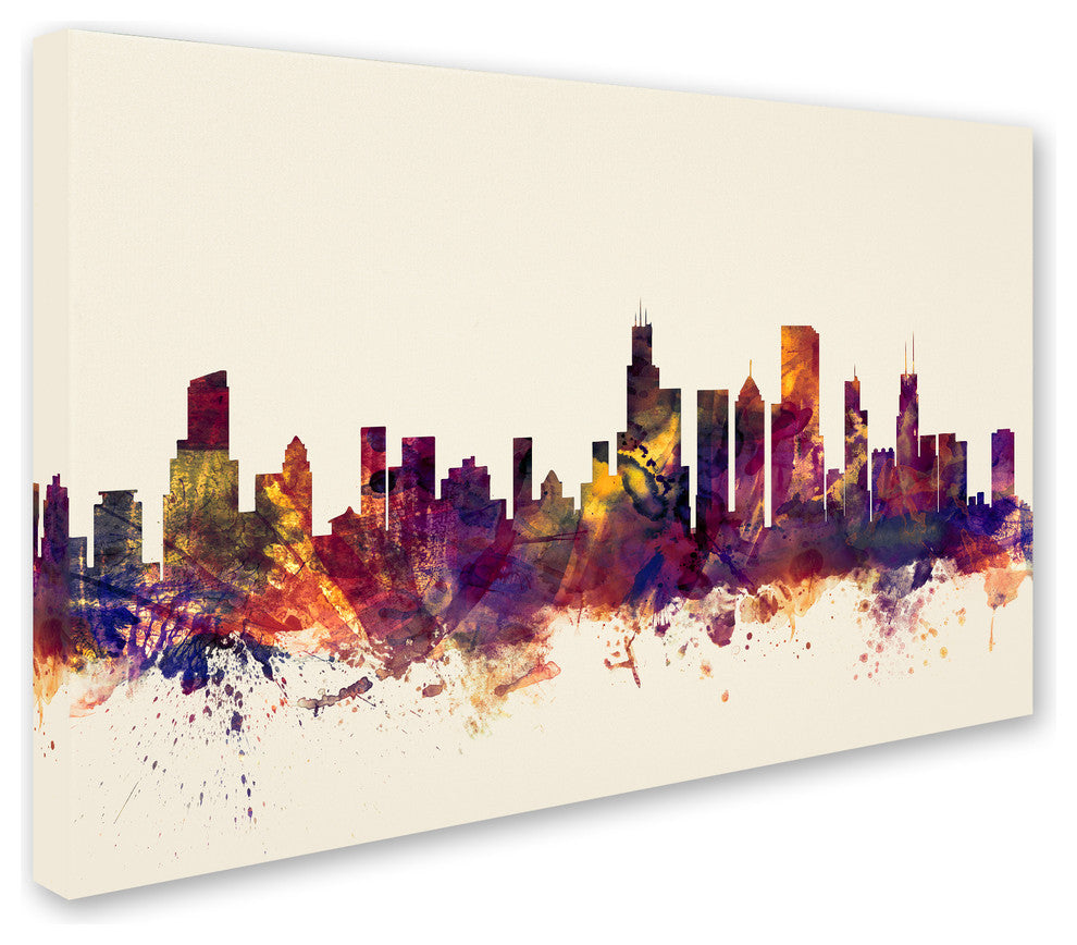 'Chicago, Illinois Skyline' Canvas Art by Michael Tompsett