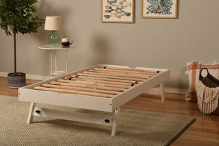 Boho Daybed With Pop Up and Linen Stone Mattresses, White