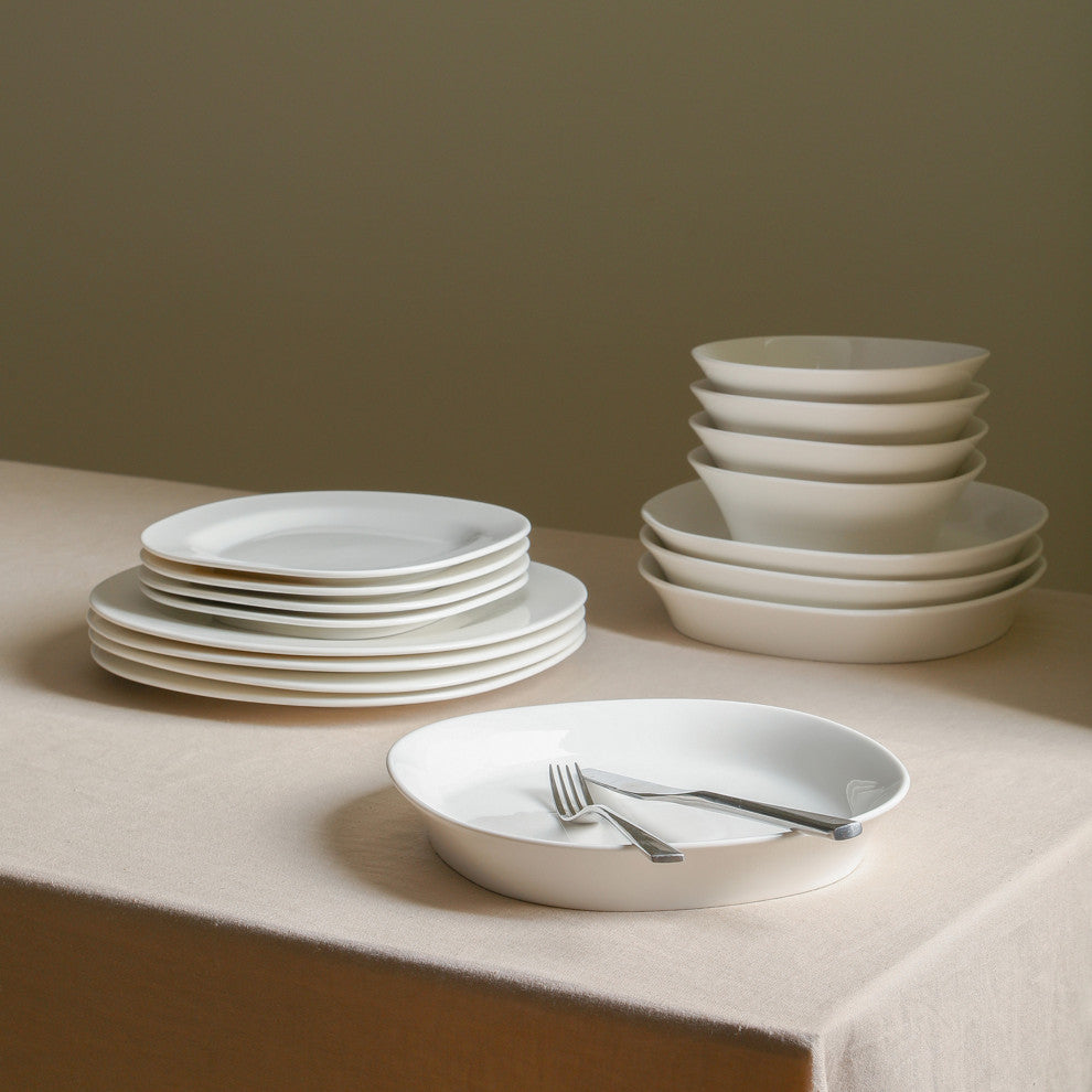 Stone Lain Quadro Porcelain Pasta Bowl Set of 4, White