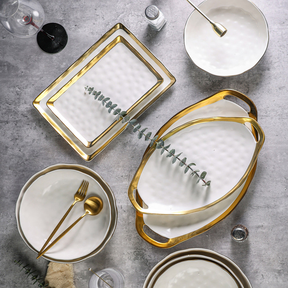 2-Piece Stone Lain Florian Porcelain Serving Set, White