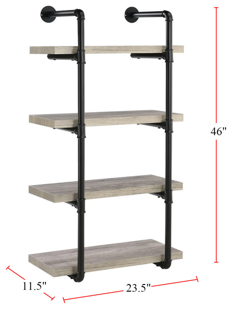 24" Wall Shelf, Black And Gray Driftwood