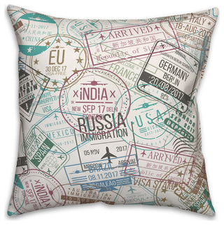 Travel Stamps 18x18 Spun Poly Pillow