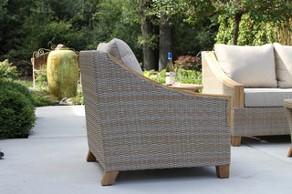 Ash Wicker And Teak 3-Piece Sofa Set With Sunbrella Fabrics