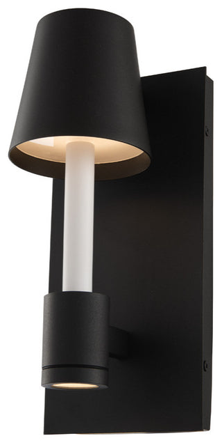 Candelero Small LED Wall Sconce, Matte Black/White Accents