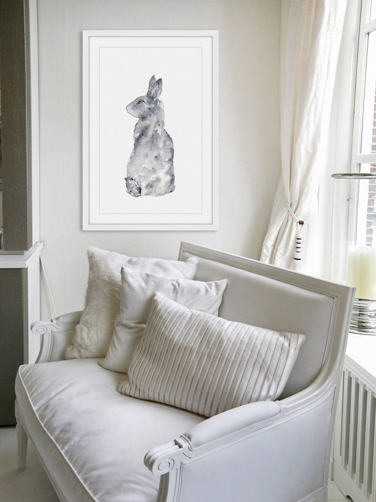 "Rabbit Silhouette" by Thimble Sparrow Framed Painting Print, 20x30