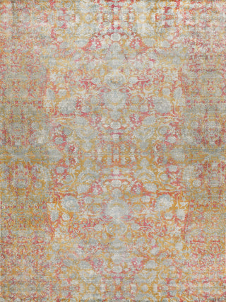Antolini Handmade Hand Loomed Bamboo Silk and Cotton Green/Rust Area Rug