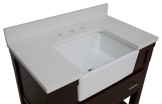 Charlotte 36" Bathroom Vanity, Chocolate, Quartz Top