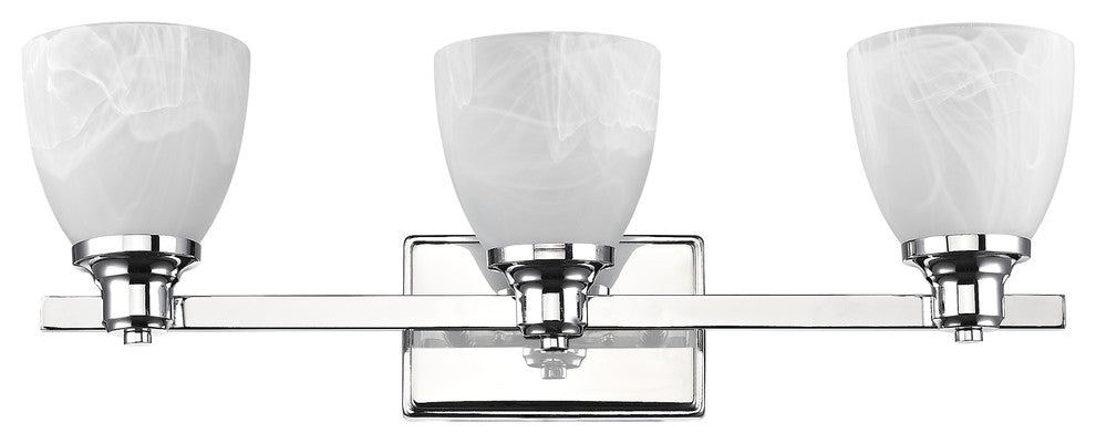 GEWNEVERE Transitional 3 Light Chrome Finish Bath Vanity Wall Fixture White Alab