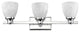 GEWNEVERE Transitional 3 Light Chrome Finish Bath Vanity Wall Fixture White Alab