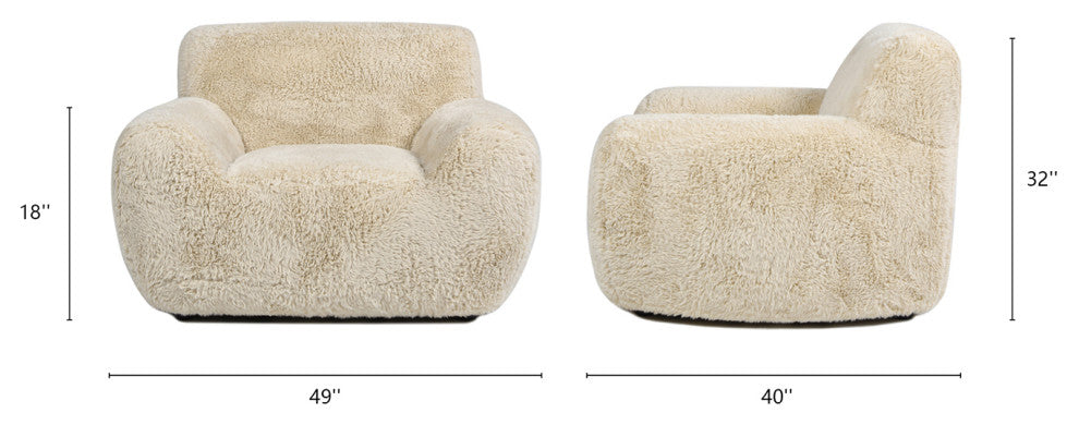 Summit 49" Faux Fur Sheepskin Overstuffed Arm Chair, Cream Beige
