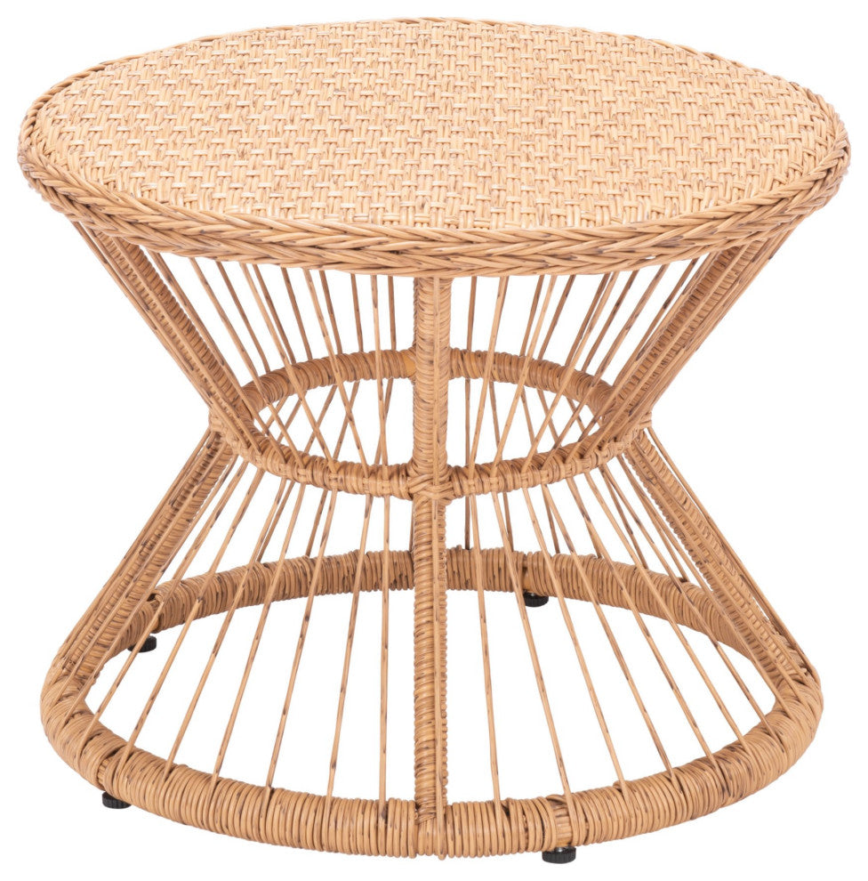 Lounge Coffee Side Table, Round, Aluminum, Metal, Natural, Outdoor Patio