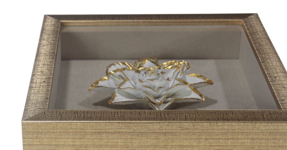 Gold Ceramic Flower Shadow Box Wall DÃ©cor (MS39291CP)