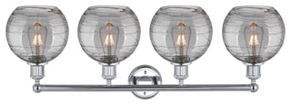 Edison-Athens Deco Swirl 4-Light 35" Vanity Light Polished Chrome, Light Smoke