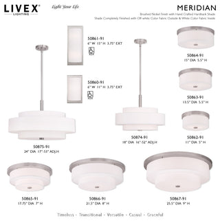 Livex Lighting 50875 Meridian 5 Light 24"W Drum Chandelier - Satin Brass