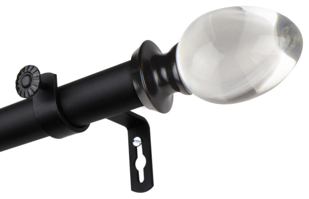 Jaya 1" Curtain Rod, Black, 66-120"