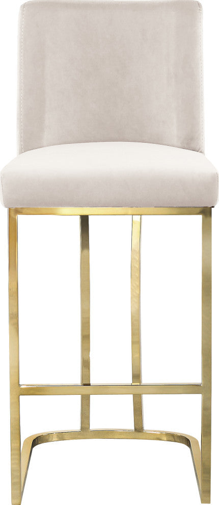 Heidi Upholstered Counter Stool, Cream, Gold, Velvet