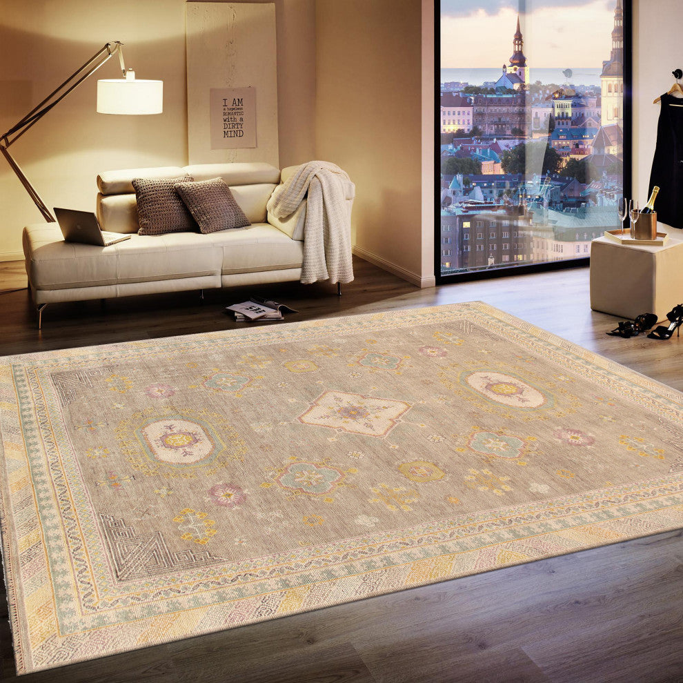 Pasargad Home Khotan Collection Hand-Knotted Camel Wool Area Rug, 12'x18'