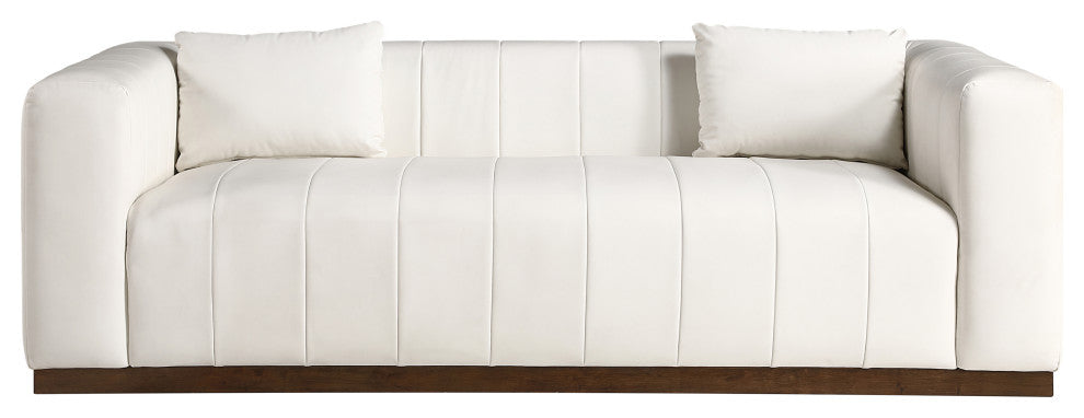 Mallina Upholstered Sofa, Cream, Vegan Leather