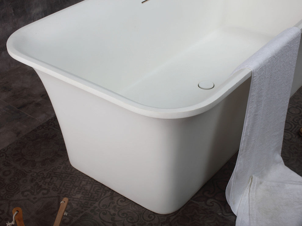 ALFI brand AB9942 67" White Rectangular Solid Surface Smooth Resin Bathtub