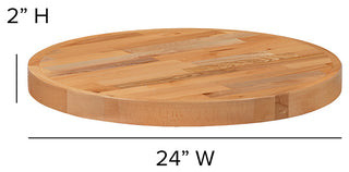 Round Butcher Block Style Table Top, 24"