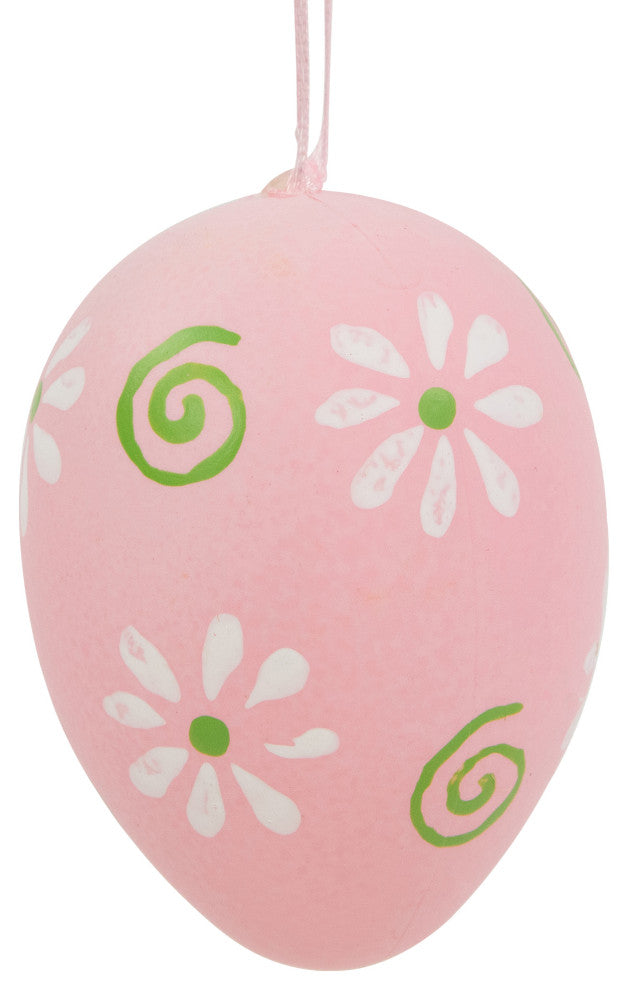 Painted Floral Easter Egg Ornaments, 29-Piece Set, Pastel Pink/Green/White