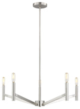 Vector Five Light Chandelier, Brushed Nickel