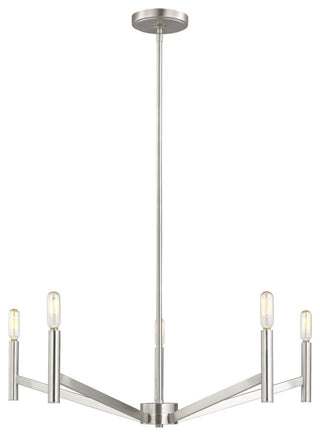 Vector Five Light Chandelier, Brushed Nickel