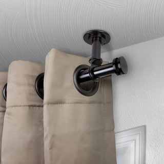 Cap Ceiling 1" Curtain Rod/Room Divider, Black, 28-48"
