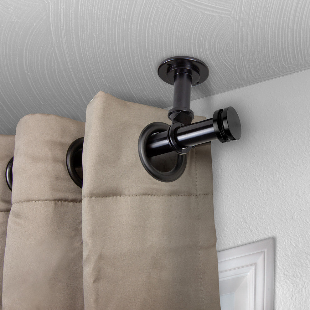 Cap Ceiling 1" Curtain Rod/Room Divider, Black, 28-48"