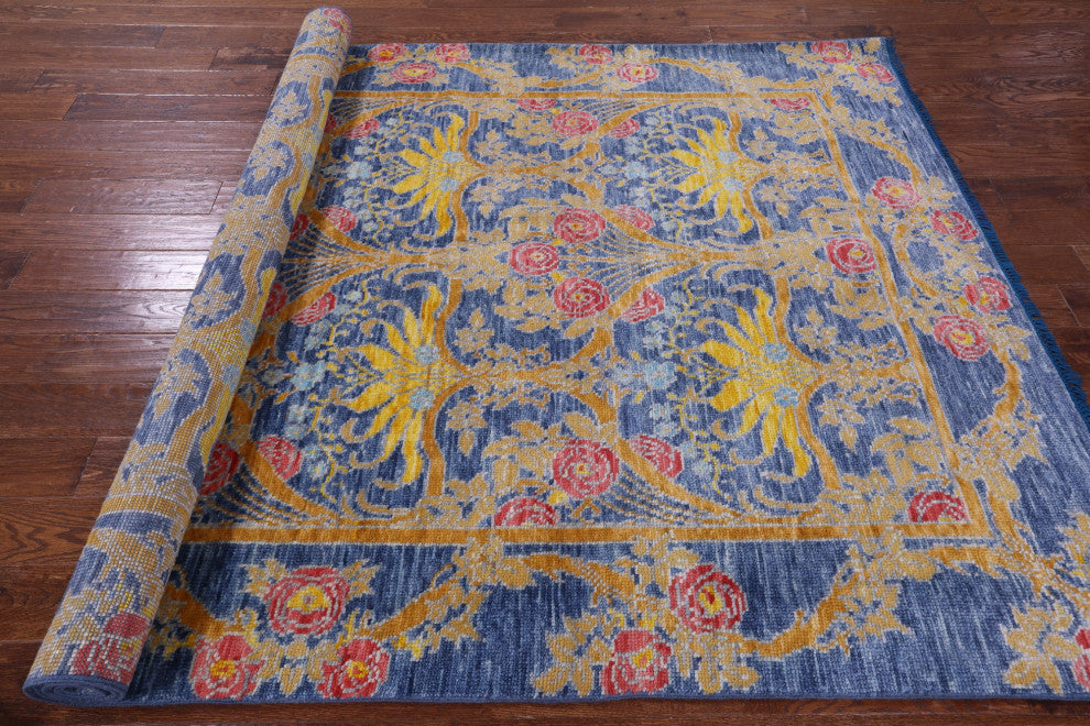 Hand-Knotted William Morris Wool Rug 6' 3" X 9' 4" - Q13357