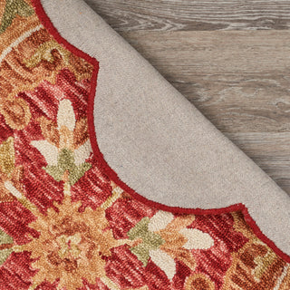Burnt Red Medallion Garden Area Rug, 6' Round