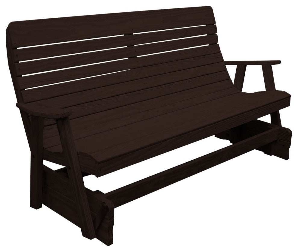 Pressure Treated Pine Highback Glider, Walnut Stain, 5 Foot