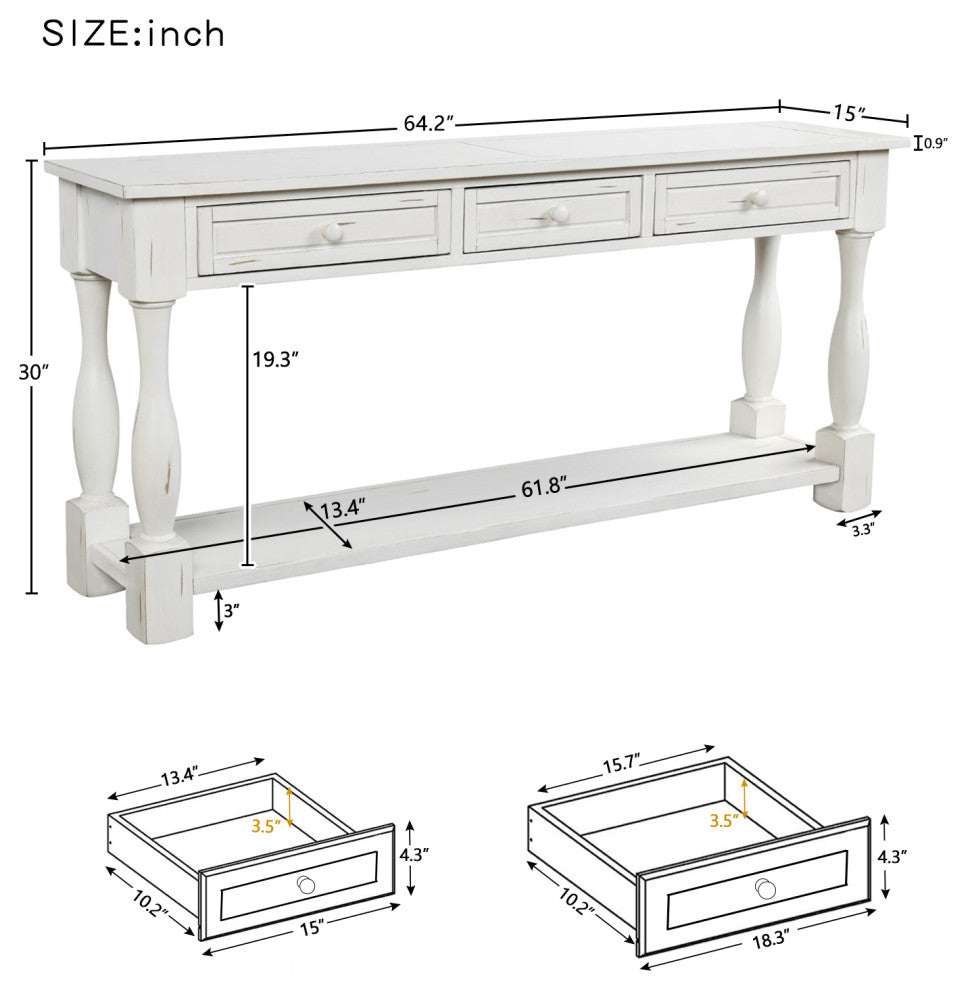 Gewnee Console Table 64" Long Sofa Table Easy Assembly