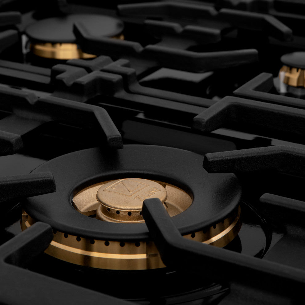 ZLINE Freestanding Range in Black Stainless Steel with Brass Burners (RAB-60)