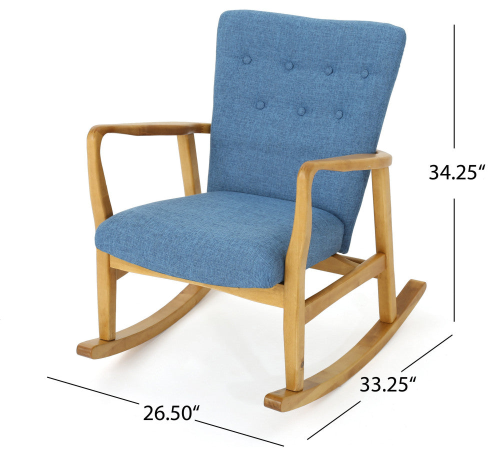 GDF Studio Collin Mid Century Fabric Rocking Chair, Muted Blue