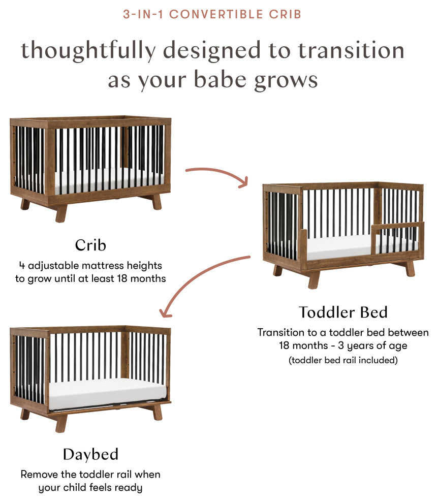Hudson 3-in-1 Convertible Crib With Toddler Bed Conversion Kit Natura