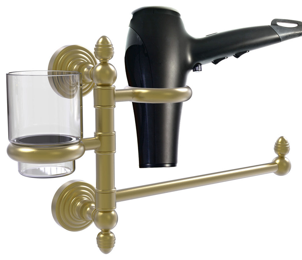 Waverly Place Hair Dryer Holder and Organizer, Satin Brass