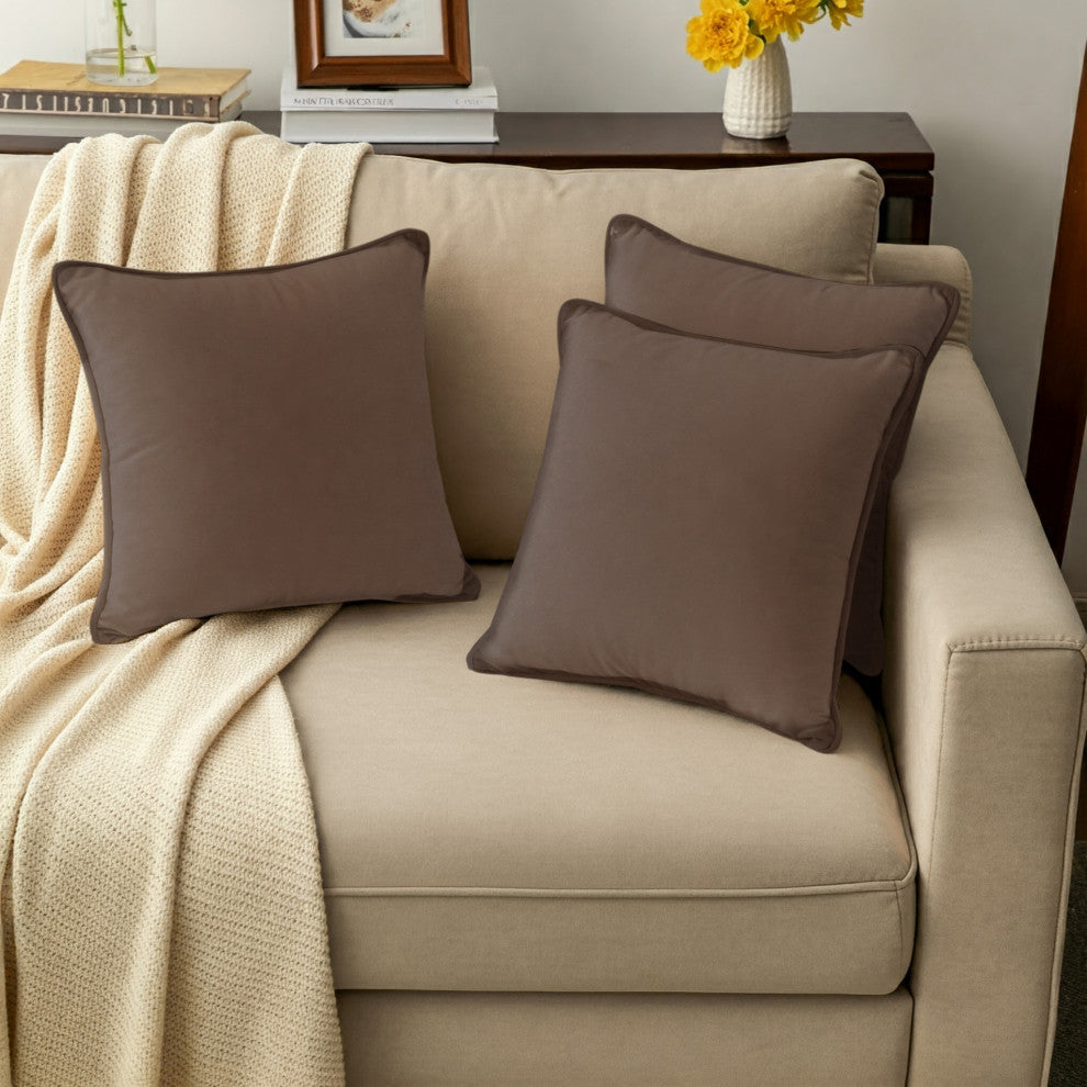 A1HC Soft Velvet Throw Pillow Covers Only, Set of 2, Dark Brown, 18"x18"