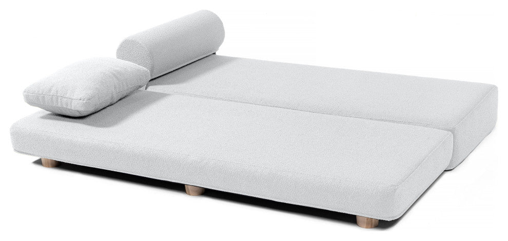 Jaxx Avida Daybed, Fold Out Queen Sleeper / Lounger Premium Boucle, Boucle White