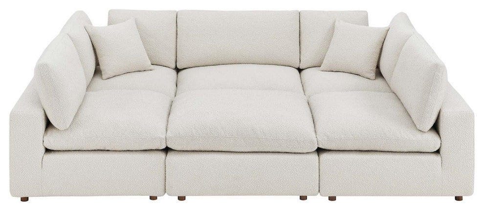 Commix Down Filled Overstuffed Boucle Fabric 6-Piece Sectional Sofa, Ivory