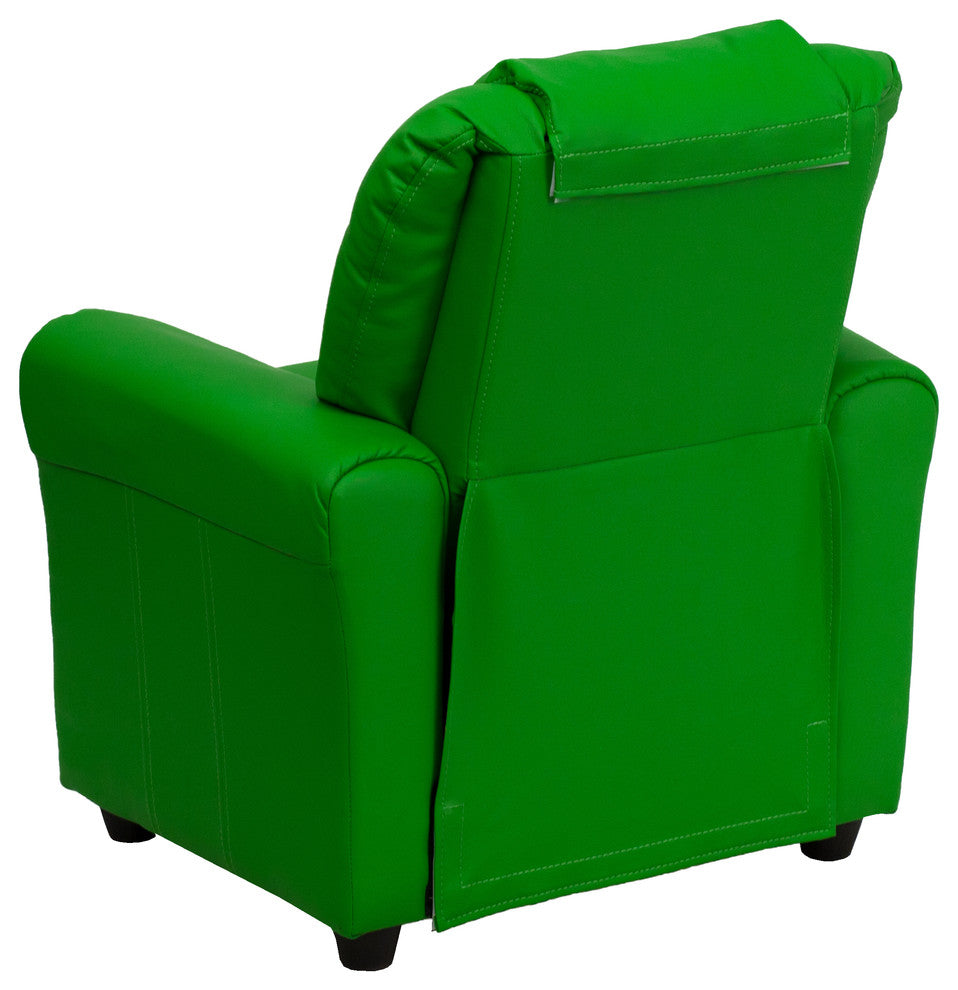 Kids Recliner With Cup Holder And Headrest, Green